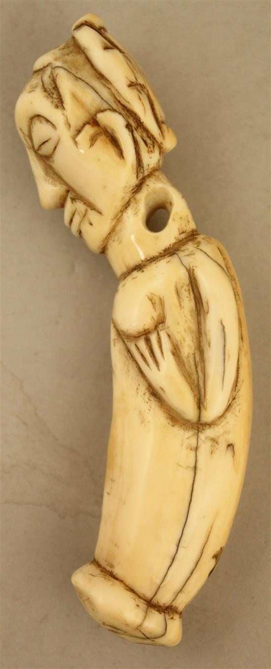 A 19th century African Luba ivory pendant carving, 4.5in.